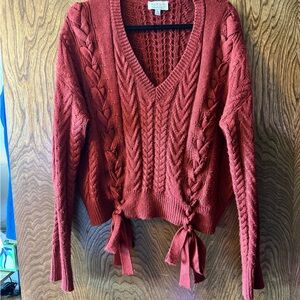 Rust V-Neck Sweater